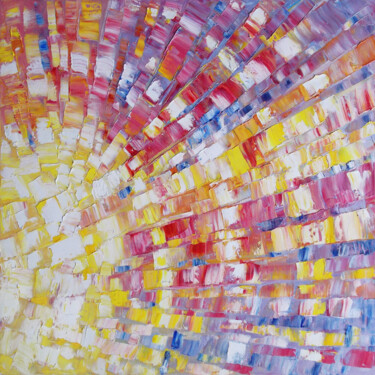 Malarstwo zatytułowany „Sun rays. Abstract…” autorstwa Nata Korpusova, Oryginalna praca, Olej Zamontowany na Drewniana rama…