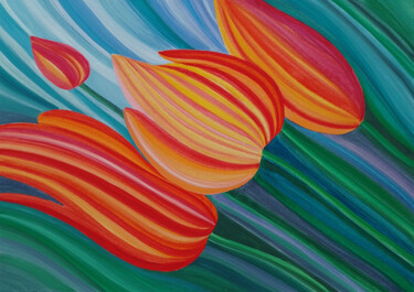 Pintura intitulada "Tulips #2, from the…" por Nata Korpusova, Obras de arte originais, Aquarela