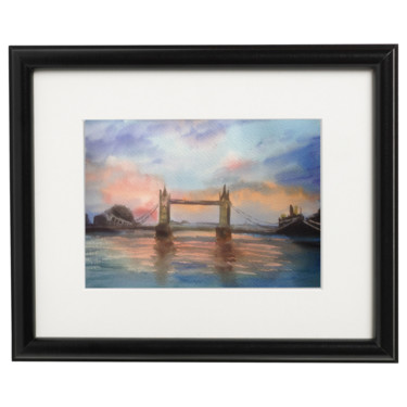 Malerei mit dem Titel "Tower bridge" von Nata New, Original-Kunstwerk, Aquarell