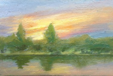 Malerei mit dem Titel "Summer sunset" von Nata New, Original-Kunstwerk