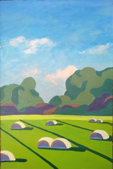 Schilderij getiteld "summer fields" door Nata New, Origineel Kunstwerk, Acryl