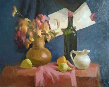 Painting titled "Still life" by Nata New, Original Artwork, Oil