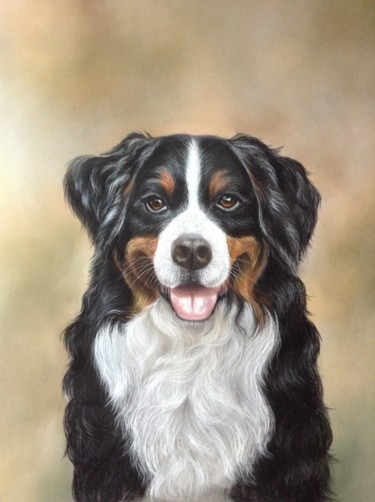 Peinture intitulée "DOG PORTRAIT" par Nata New, Œuvre d'art originale, Pastel