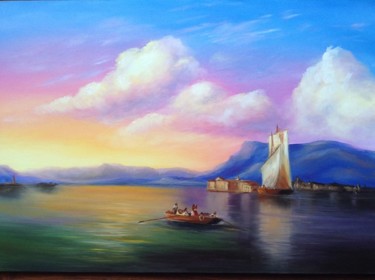 Peinture intitulée "Italian sea landsca…" par Nata New, Œuvre d'art originale