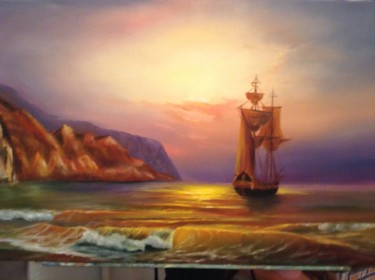 Painting titled "In search of gold" by Nata New, Original Artwork, Oil
