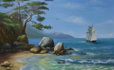 Картина под названием "azure sea" - Nata New, Подлинное произведение искусства