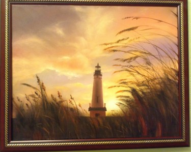 Painting titled "the lighthouse's li…" by Nata New, Original Artwork, Oil