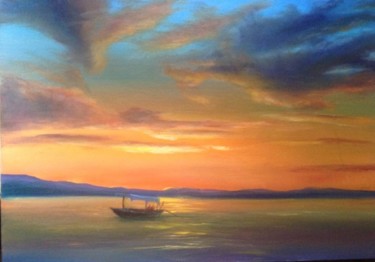 Peinture intitulée "ORANGE SEA.jpg" par Nata New, Œuvre d'art originale, Huile
