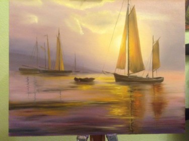 Painting titled "THE HARBOUR.jpg" by Nata New, Original Artwork, Oil