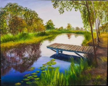 Malerei mit dem Titel "LANDSCAPE IN SUMMER" von Nata New, Original-Kunstwerk, Öl