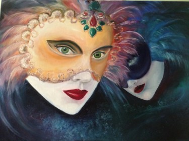 Painting titled "Mistery of masks" by Nata New, Original Artwork
