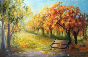 Malerei mit dem Titel "the autumn 3. waiti…" von Nata New, Original-Kunstwerk, Acryl