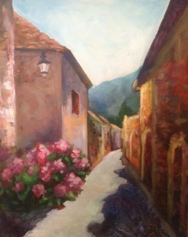 Painting titled "The old street" by Nata New, Original Artwork, Acrylic