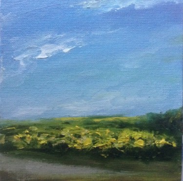 Painting titled "Sunflowers field" by Nata New, Original Artwork