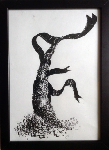 Drawing titled "pop corn tree" by Nata New, Original Artwork, Ink