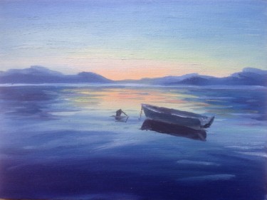 Peinture intitulée "the sea at dawn" par Nata New, Œuvre d'art originale, Huile