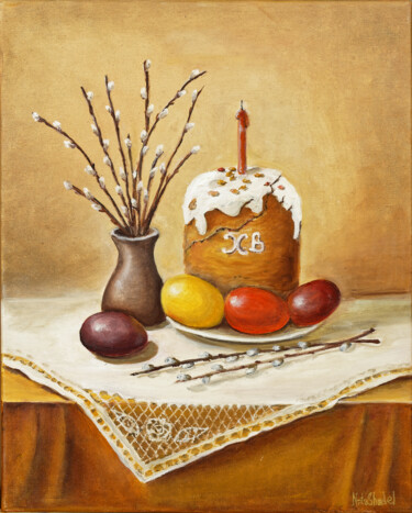 Malerei mit dem Titel "Пасха" von Nata Shadel, Original-Kunstwerk, Öl