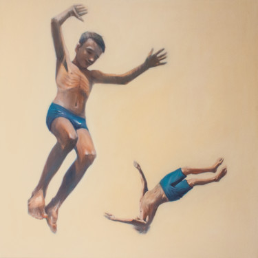 Painting titled "Falling" by Nata Zaikina, Original Artwork, Oil