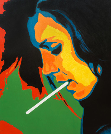 Peinture intitulée "The girl with a cig…" par Nataliia Sydorova, Œuvre d'art originale, Huile Monté sur Châssis en bois