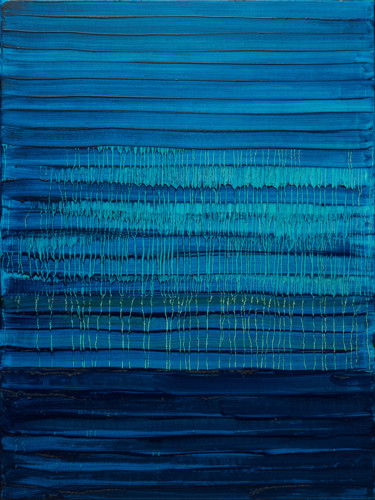 Painting titled "Blue" by Nataliia Sydorova, Original Artwork, Oil Mounted on Wood Stretcher frame