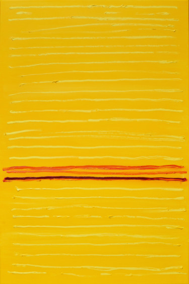 Painting titled "Yellow" by Nataliia Sydorova, Original Artwork, Oil Mounted on Wood Stretcher frame