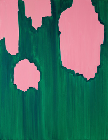 Painting titled "Pink and Green" by Nataliia Sydorova, Original Artwork, Oil Mounted on Wood Stretcher frame