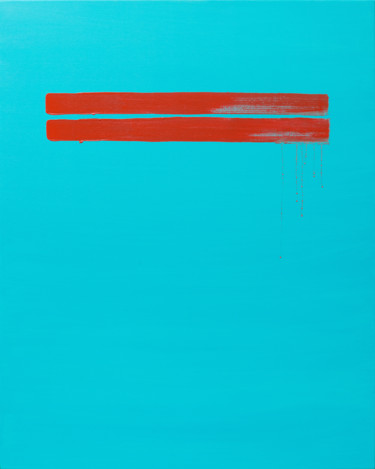 Peinture intitulée "Two Red Strips" par Nataliia Sydorova, Œuvre d'art originale, Huile Monté sur Châssis en bois