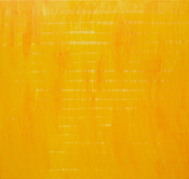 Painting titled "Yellow strips" by Nataliia Sydorova, Original Artwork, Oil Mounted on Wood Stretcher frame