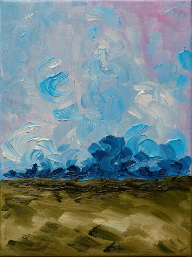Painting titled "Blue thunder" by Nataliia Sydorova, Original Artwork, Oil