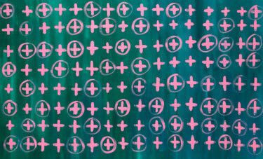 Картина под названием "Pink Crosses" - Nataliia Sydorova, Подлинное произведение искусства, Масло Установлен на Деревянная р…