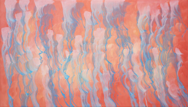 Peinture intitulée "Peach Sky" par Nataliia Sydorova, Œuvre d'art originale, Huile Monté sur Châssis en bois