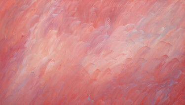 Painting titled "Peach Cloud" by Nataliia Sydorova, Original Artwork, Oil Mounted on Wood Stretcher frame