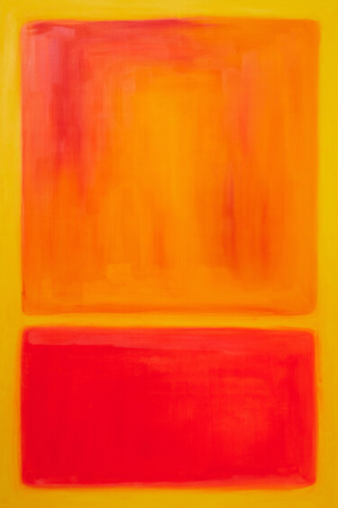 Painting titled "Yellow Orange Red" by Nataliia Sydorova, Original Artwork, Oil Mounted on Wood Stretcher frame