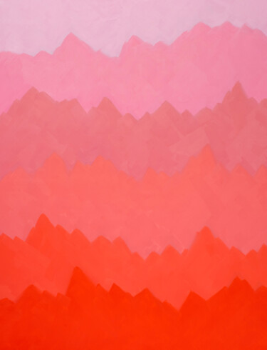 Painting titled "Pink Mountain" by Nataliia Sydorova, Original Artwork, Oil Mounted on Wood Stretcher frame