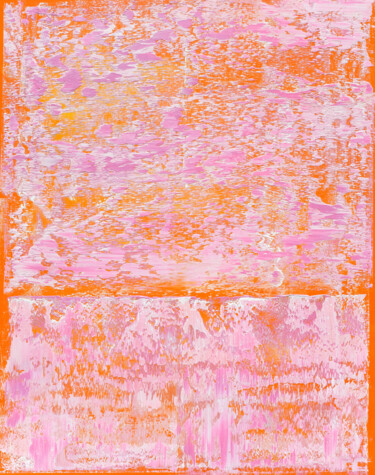 Schilderij getiteld "Orange Sky" door Nataliia Sydorova, Origineel Kunstwerk, Olie Gemonteerd op Frame voor houten brancard