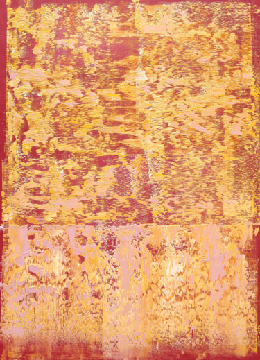 Painting titled "Maroon Yellow" by Nataliia Sydorova, Original Artwork, Oil Mounted on Wood Stretcher frame