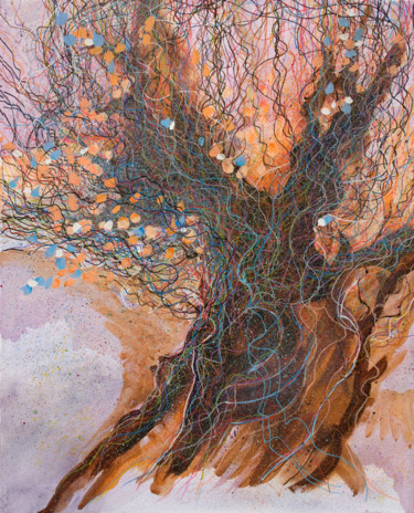 Peinture intitulée ""ARBRE D'AUTOMNE"" par Natacha Kolson, Œuvre d'art originale, Aquarelle