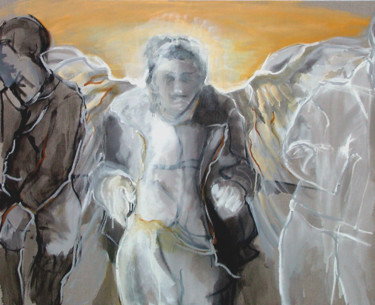 Peinture intitulée "LE VISITEUR" par Natacha Kolson, Œuvre d'art originale, Huile