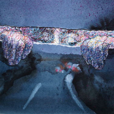 Ζωγραφική με τίτλο ""REGARD SUR LA ROUT…" από Natacha Kolson, Αυθεντικά έργα τέχνης, Μελάνι