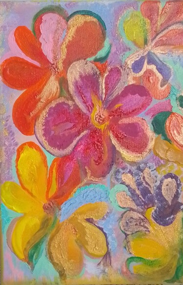 Schilderij getiteld "Wild flowers" door Natal A D Acuk, Origineel Kunstwerk, Acryl