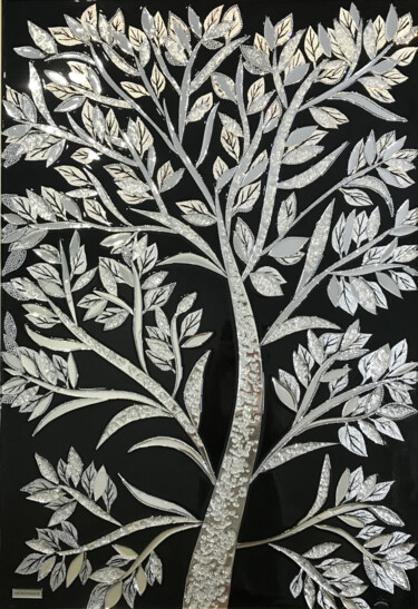 Schilderij getiteld "Черное дерево / Bla…" door Natalia Komar, Origineel Kunstwerk, Olie Gemonteerd op Houten paneel