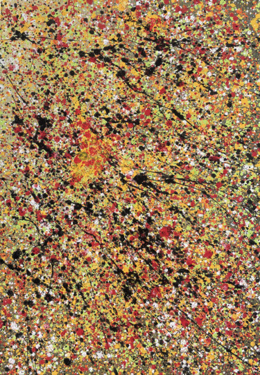 Картина под названием "Абстрактный экспрес…" - Наталья Комар, Подлинное произведение искусства, Акрил Установлен на Деревянн…