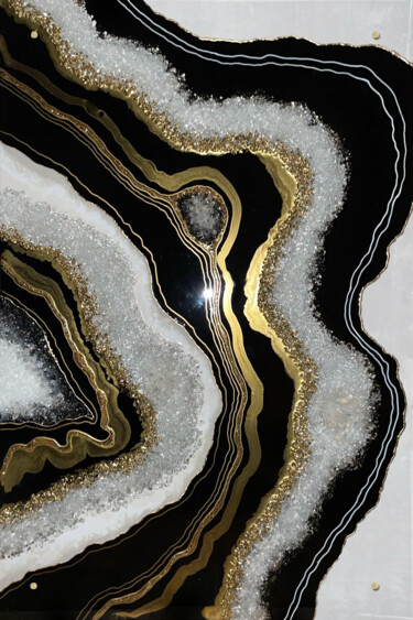 Картина под названием "Resin art crystal g…" - Наталья Комар, Подлинное произведение искусства, Смола Установлен на Стекло