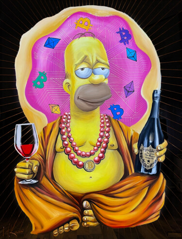 Картина под названием "Картина Гомер Симпс…" - Наталья Комар, Подлинное произведение искусства, Масло