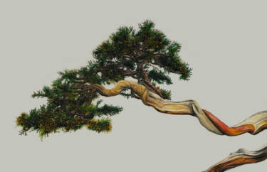 Картина под названием "Картина маслом зеле…" - Наталья Комар, Подлинное произведение искусства, Масло Установлен на Деревянн…