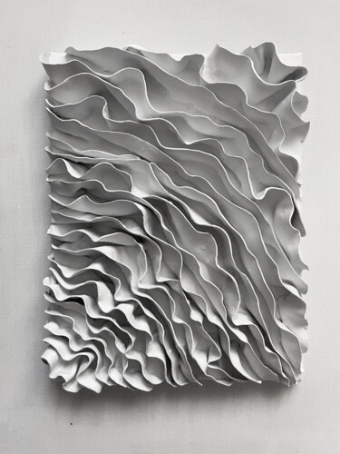 Картина под названием "3D панно Волны карт…" - Наталья Комар, Подлинное произведение искусства, Полимерная глина