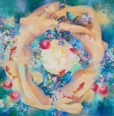 Peinture intitulée "Под водой" par Natal A Mironova, Œuvre d'art originale, Huile