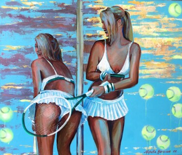 Painting titled "Tennis is not tennis" by Natalia Moreva, Original Artwork, Acrylic