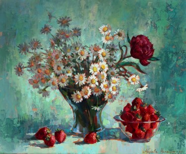 Painting titled "Strawberry moods" by Natalia Moreva, Original Artwork, Oil