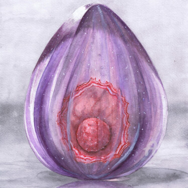 Painting titled "Oeuf d'embryon" by Natalia Shustrova, Original Artwork, Watercolor